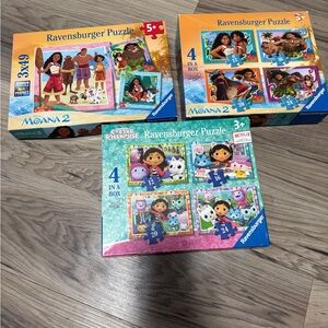 Bundle of 3 Ravensburger Puzzles Moana and Gabbie’s Dollhouse